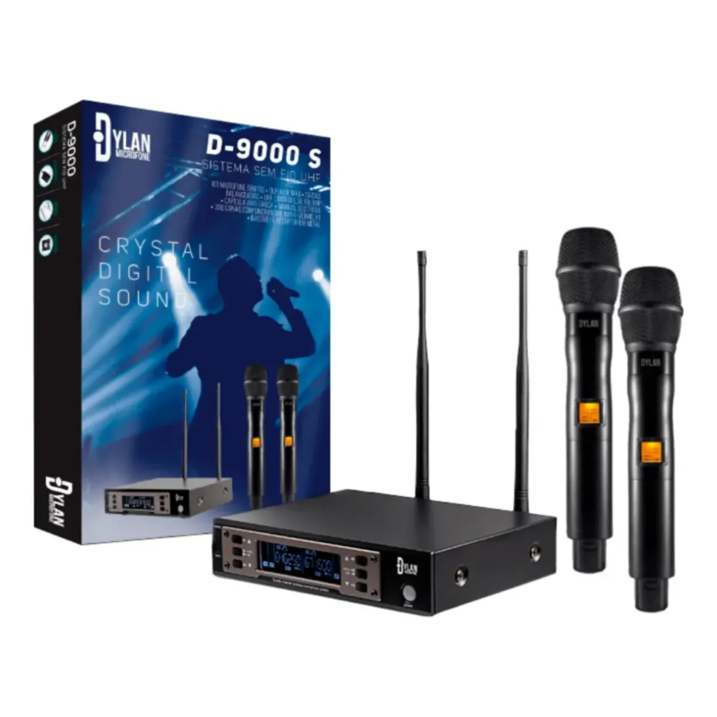 Imagem Microfone Sem Fio Duplo Dylan D-9000s Uhf De Mão