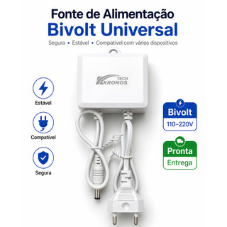 Fonte de Alimentação 12V 2A Bivolt para Câmera de Segurança | Plug 5,5mm