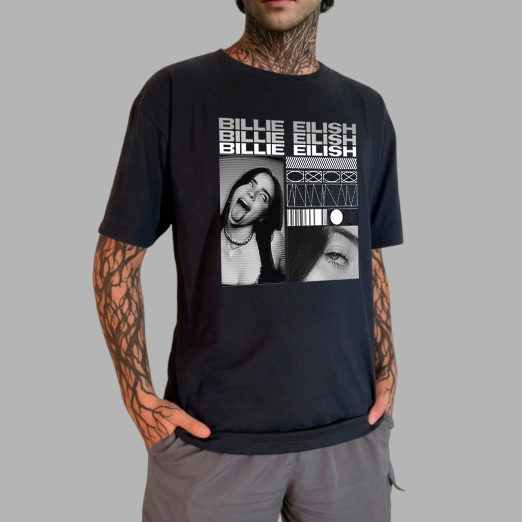 Camiseta Estampada Cantora Billie Eilish - Camisa 100% Algodão Unissex Macia Qualidade Premium