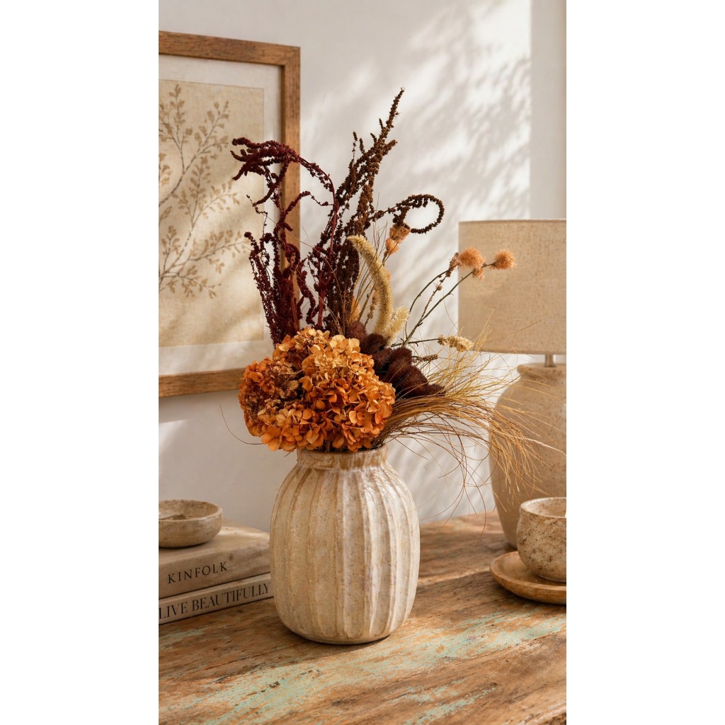 Hastes de Flores Secas para Vaso - Conjunto de Flores Mistas - SEM VASO