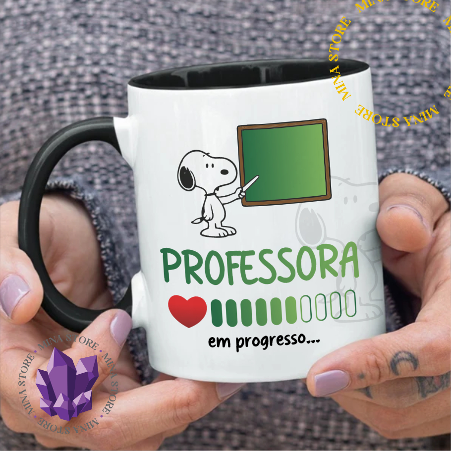 Caneca Professora Linha Snoopy Profissões Estudante