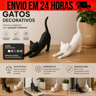 Estátuas de Gato Minimalista – Decoração Moderna para Rack e Escritório em Oferta na Shopee