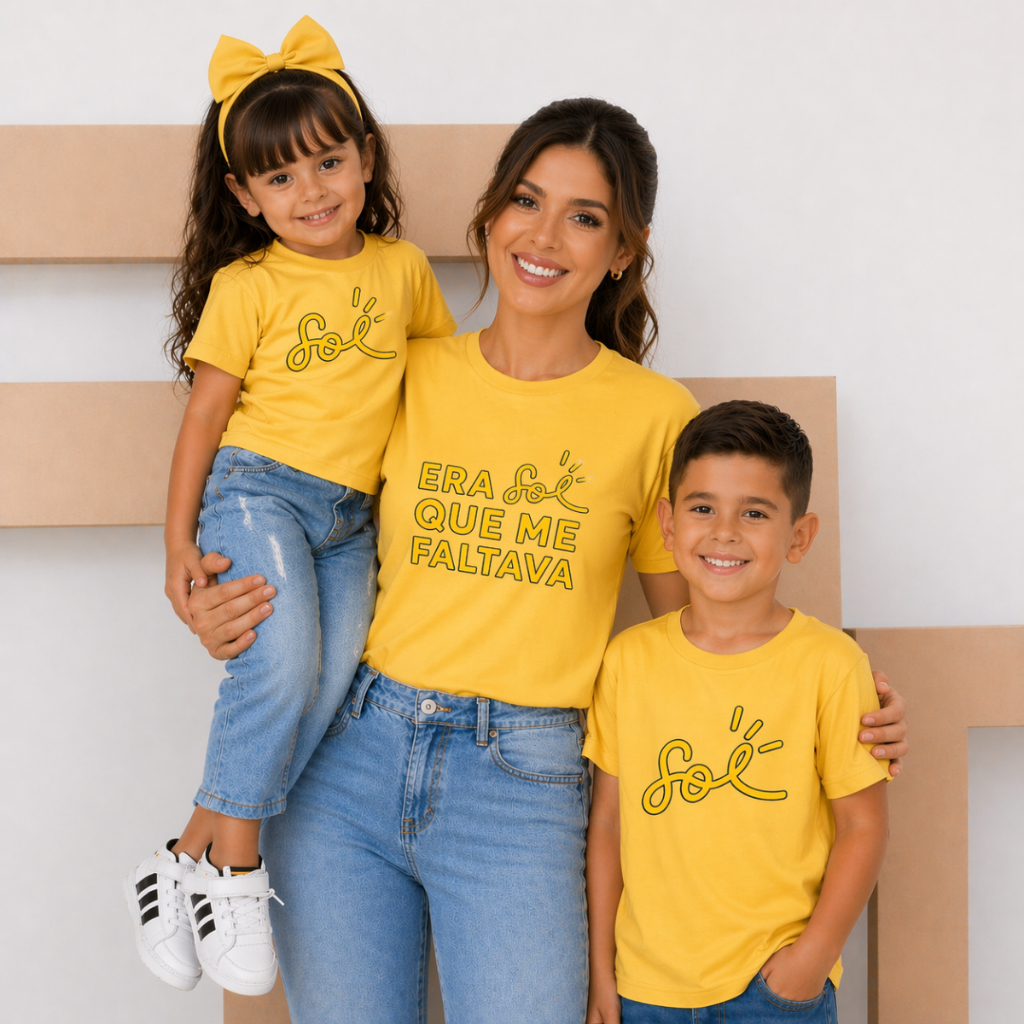 T-shirt Casal ou Família Sol Camiseta Estampa Mãe e Filha Promoção