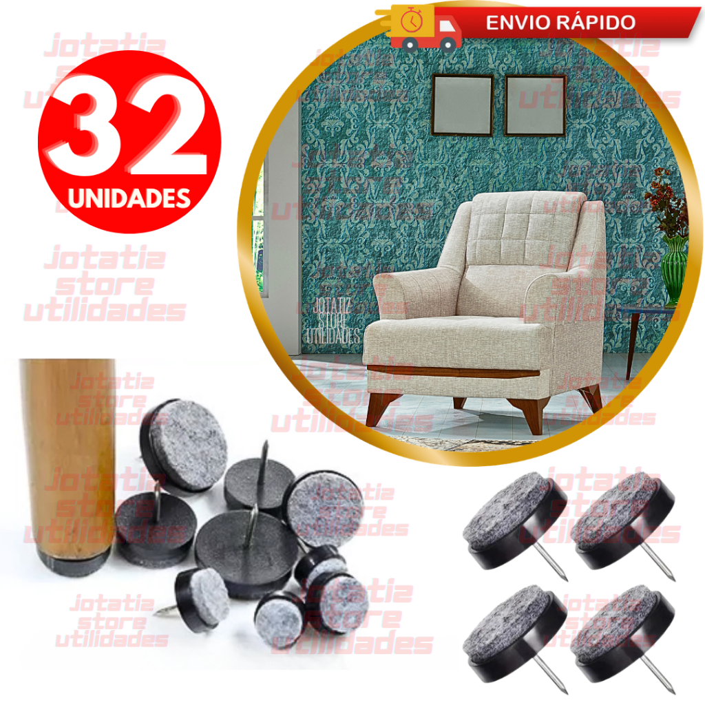 Kit Calço Almofadado Para Móveis Anti-Risco Antiderrapante Protetor Pé De Cadeira Mesa Borracha Silicone Antiruído