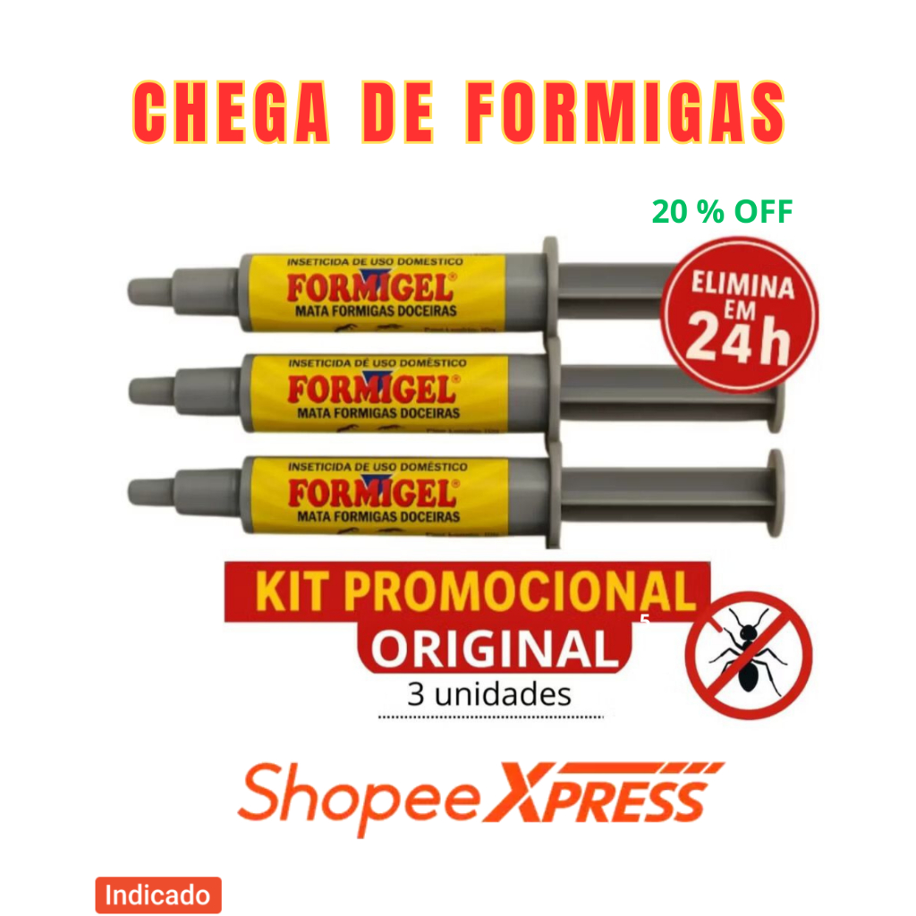 Formiga Gel Ante Formigas Caseiras Mata formiga 10g - KIT com 3 seringas