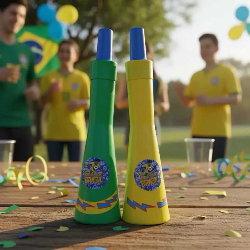 Corneta Super Som | Brasil | 24CM | Verde E Amarelo | Corneta, Vuvuzela, Apito, Buzina, Copa Do Mundo, Bandeira, Seleção