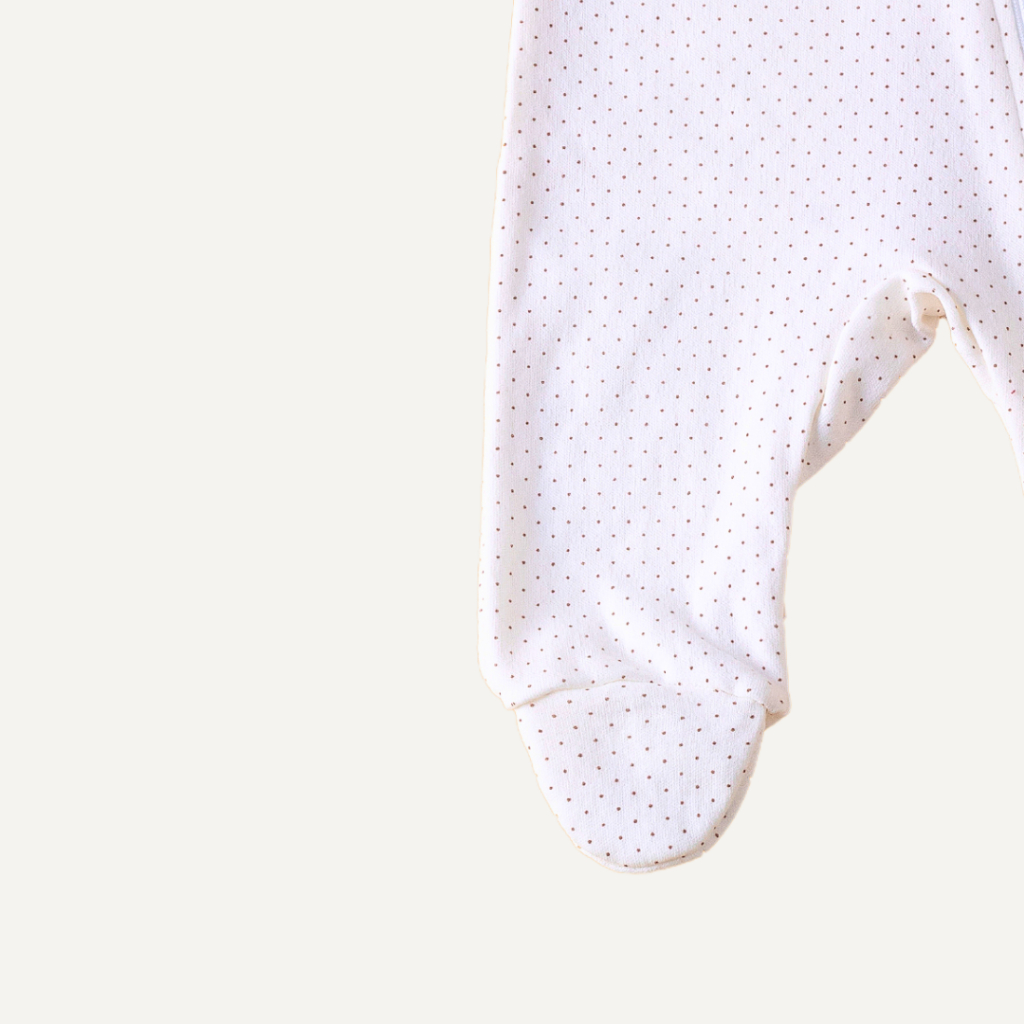 Detalhes do Macacão de Bebê Pezinho Amore Bolinha 100% Algodão