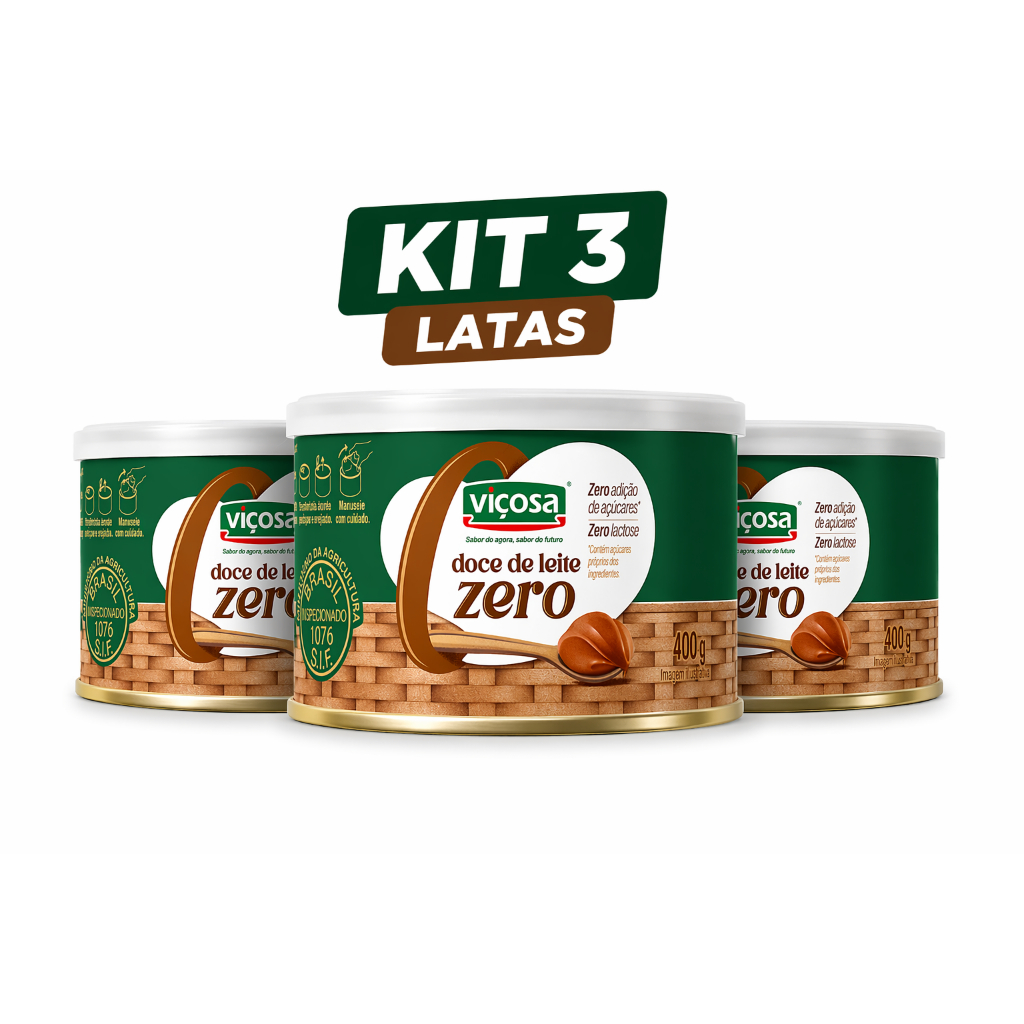 Doce De Leite Zero Açúcar Sem Lactose Viçosa Cremoso 400g Kit 3 Unidades Direto de MG