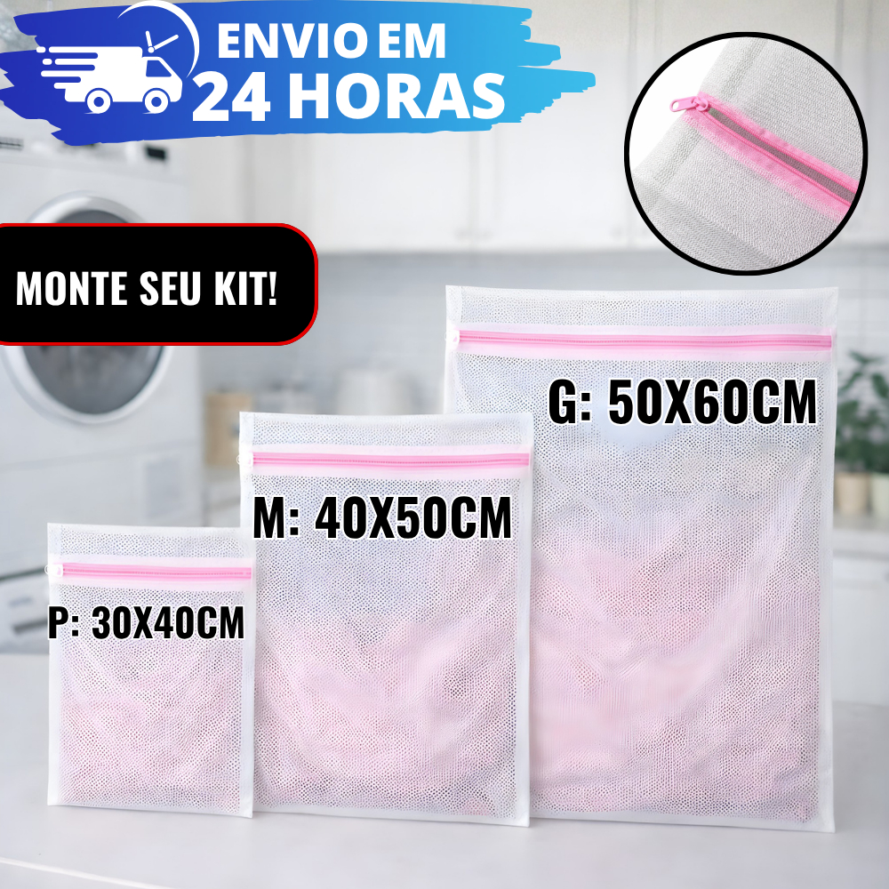 Kit Saco Para Lavar Roupas DELICADAS PROTETOR Lingerie Máquina Organizador | 2, 4 e 6 UNIDADES