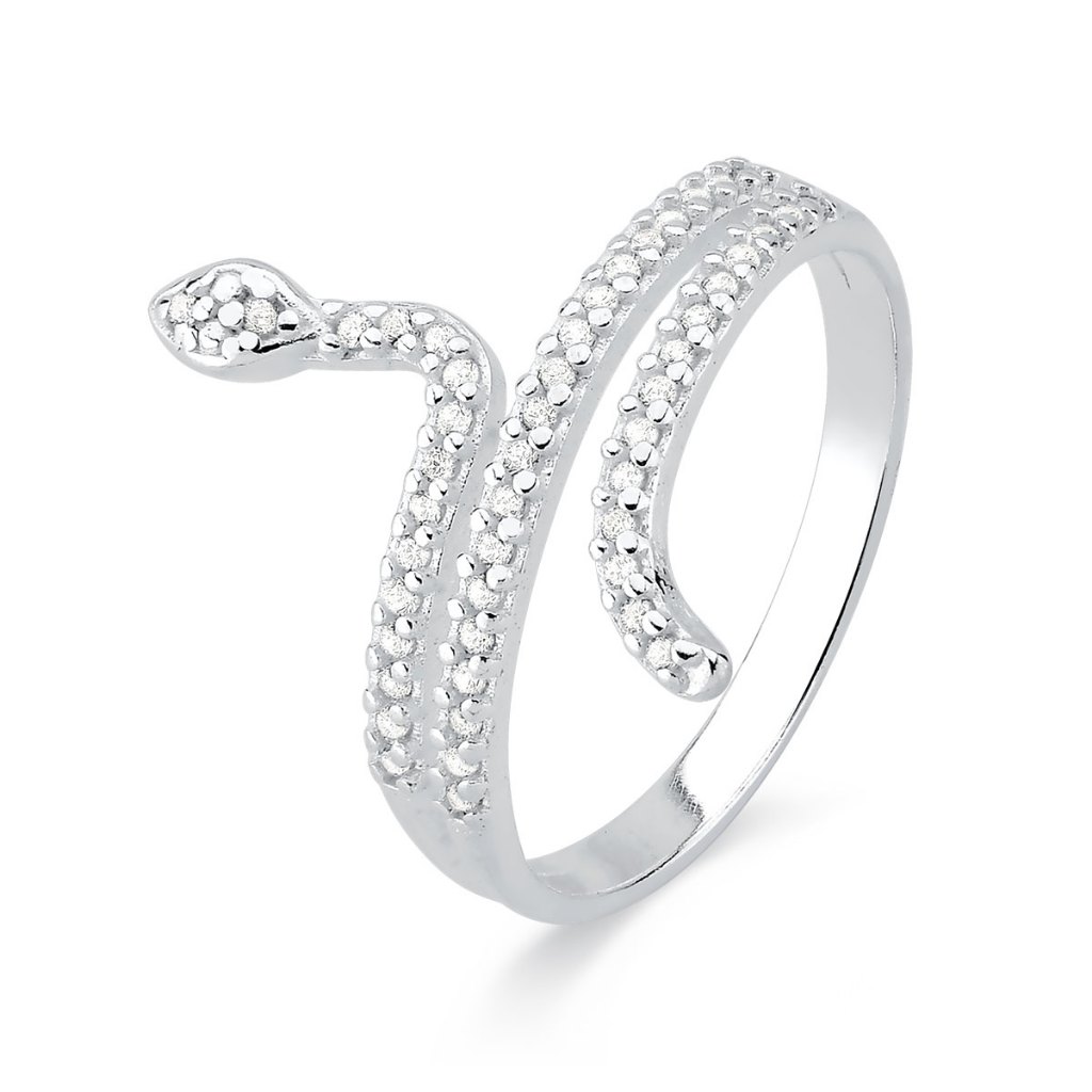 Anel de Prata 925 Cobra com Zircônias