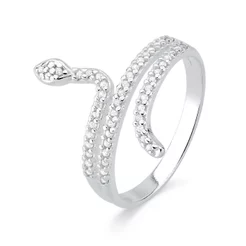 Anel de Prata 925 Cobra com Zircônias