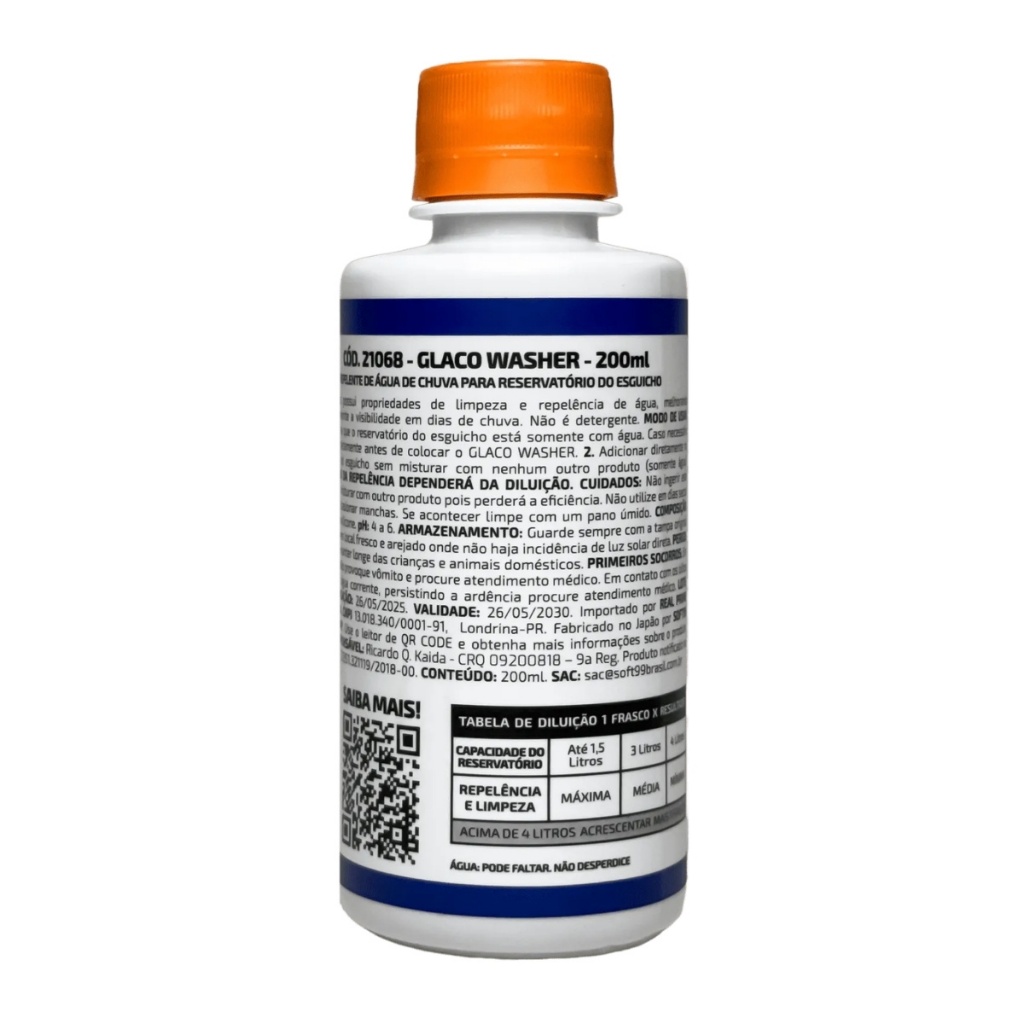 REPELENTE DE ÁGUA ADITIVO GLACO WASHER SOFT99 200ML — imagem 2 de 2