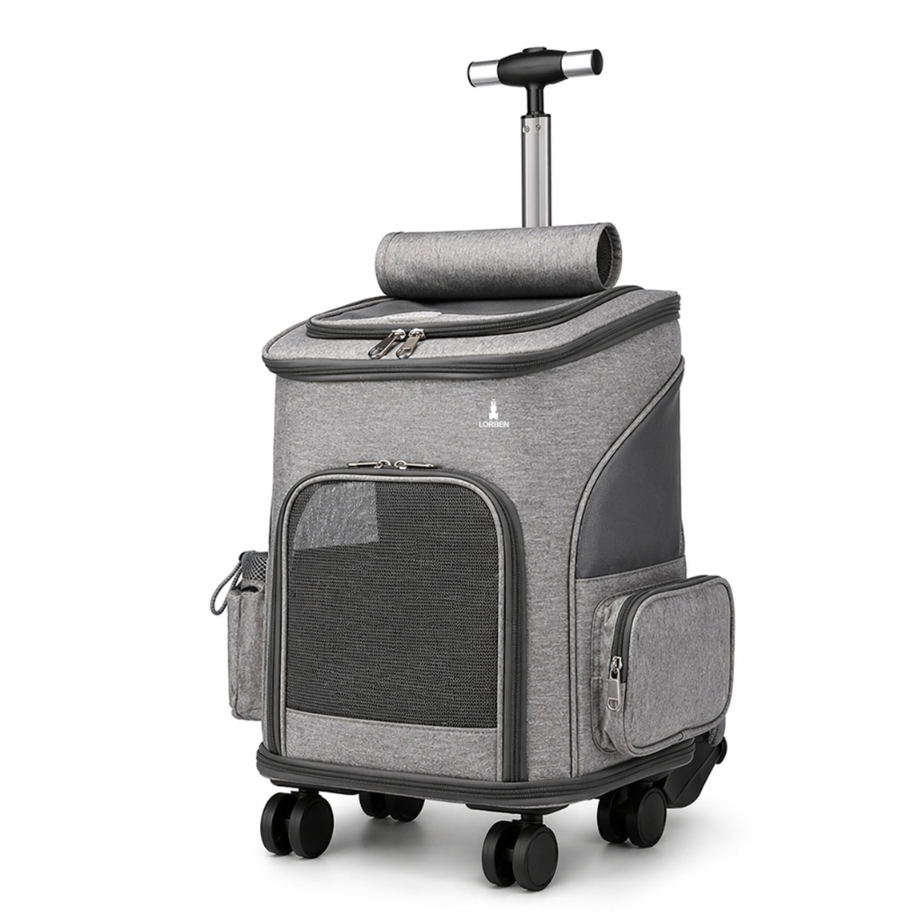 Bolsa Mochila Carrinho Pet Lorben 4 Rodas 360° Cão Gato até 12kg Alça Telescópica