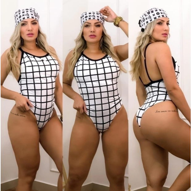 Body Maiô Feminino Estampado Suplex Modelador Alta Elasticidade Confortável Praia Piscina 38 ao 42