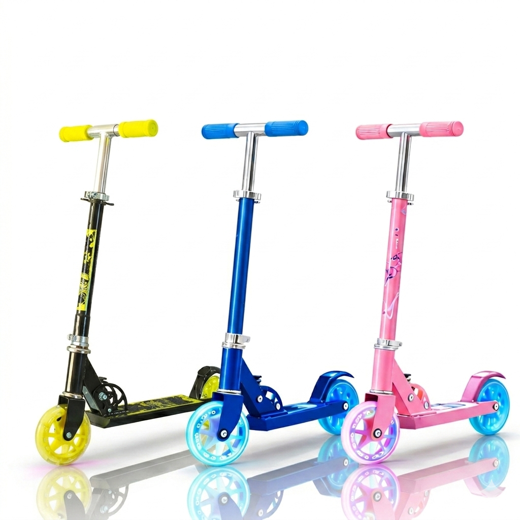 🛴 Mini Patinete Infantil Dobrável 3 Rodas Com LED Altura Regulável Radical Menino Menina scooter