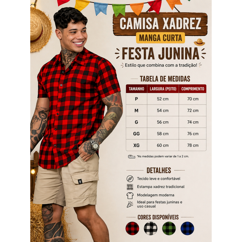 camisa xadrez masculina camisas manga curta viscose masculino colorida Quadriculada