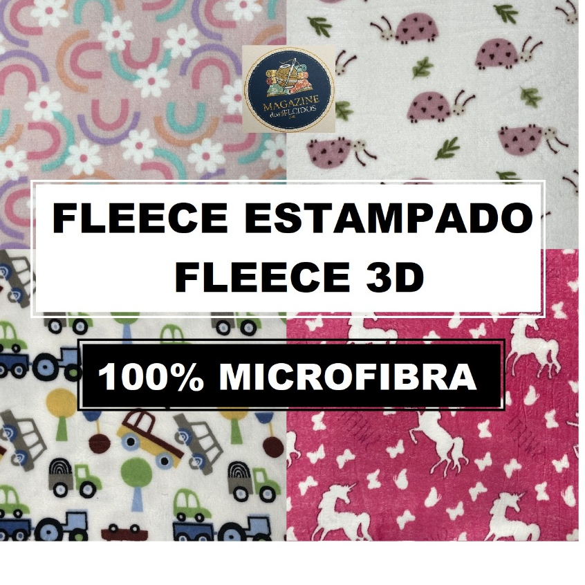 5 METROS TECIDO FLEECE ESTAMPADO, FLECE 3D OU MICROSOFT ESTAMPADO x 1,60M LARGURA