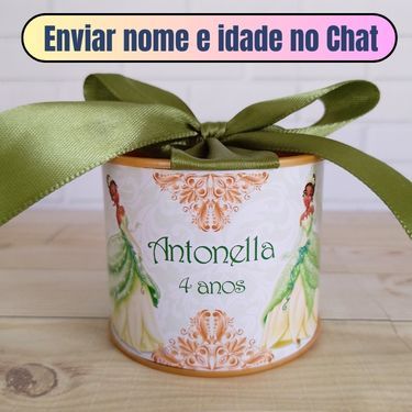Kit Tubolata Personalizada (5X6) PRINCESA TIANA Aniversário Batizado Lembrancinha Chá de Bebê