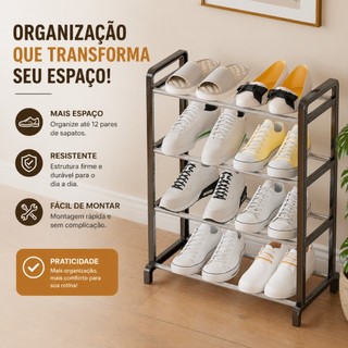 👟 Sapateira Multiuso 4 Andares Organizadora Dobrável Prática – Sortida