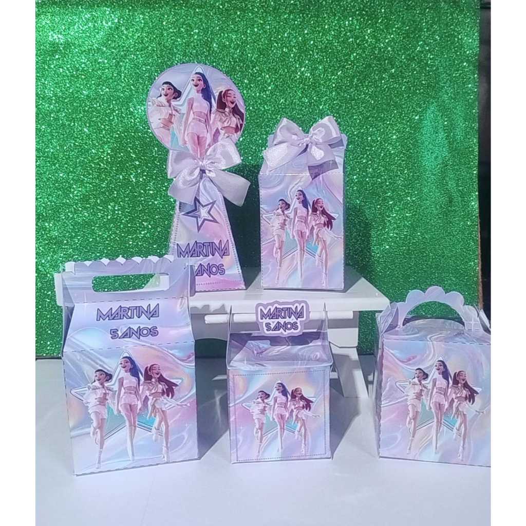 20 Caixas Personalizadas - Lembrancinha para Festa Infantil - Aniversário - GUERREIRAS DO K_POP  PRONTO P USO