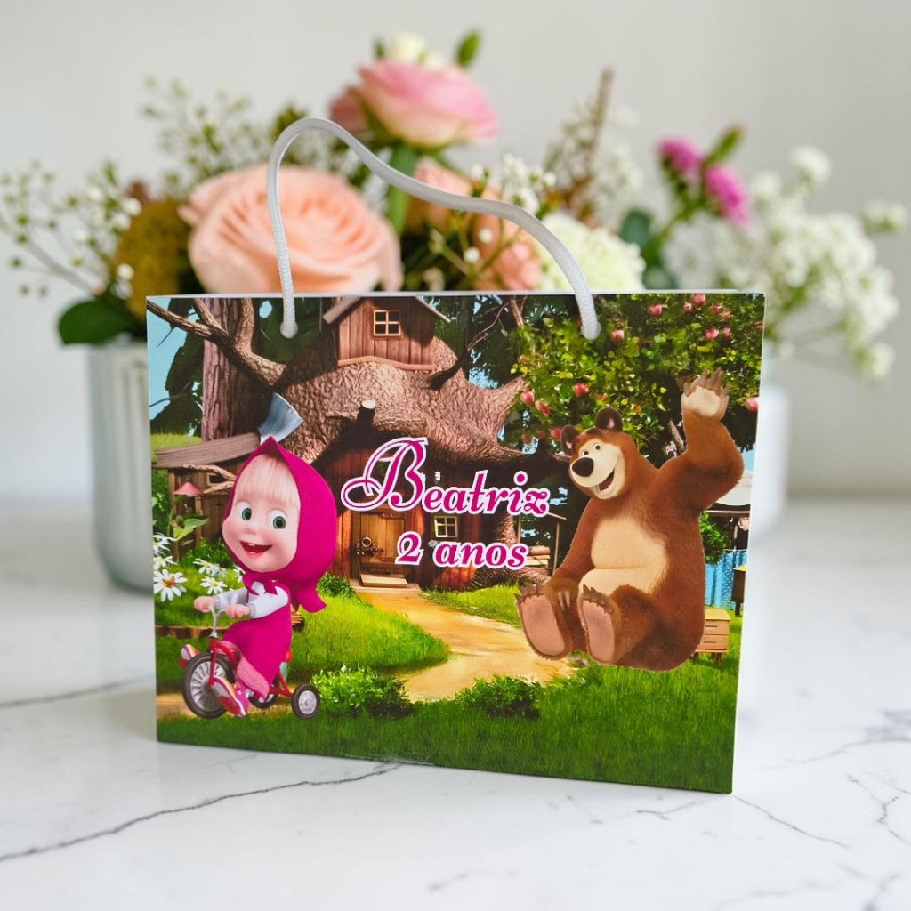 Sacolinha Masha e o Urso / Sacolinha para lembrancinha / Pegue e monte / Sacolinha para aniversario
