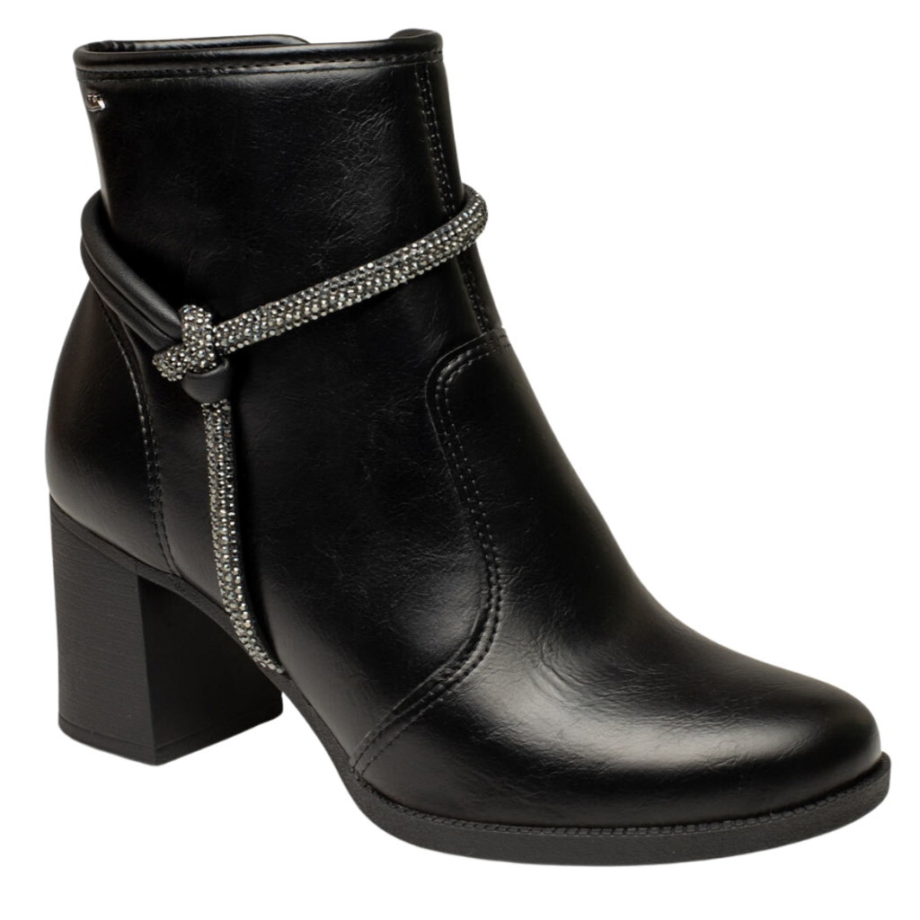 Bota Coturno Dakota Feminina Cano Curto Preto Com Strass Lançamento DA821 - Feminino