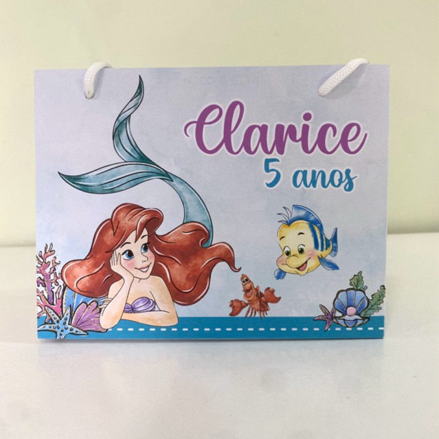 PEGUE E MONTE - Princesa Ariel - Pequena Sereia - Sacolinha Personalizada | Lembrancinha Aniversário - Festa Infantil