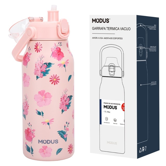 MODUS Garrafa Térmica De Viagem Inox 1700ml Com Isolamento A Vácuo Estampa Exclusiva