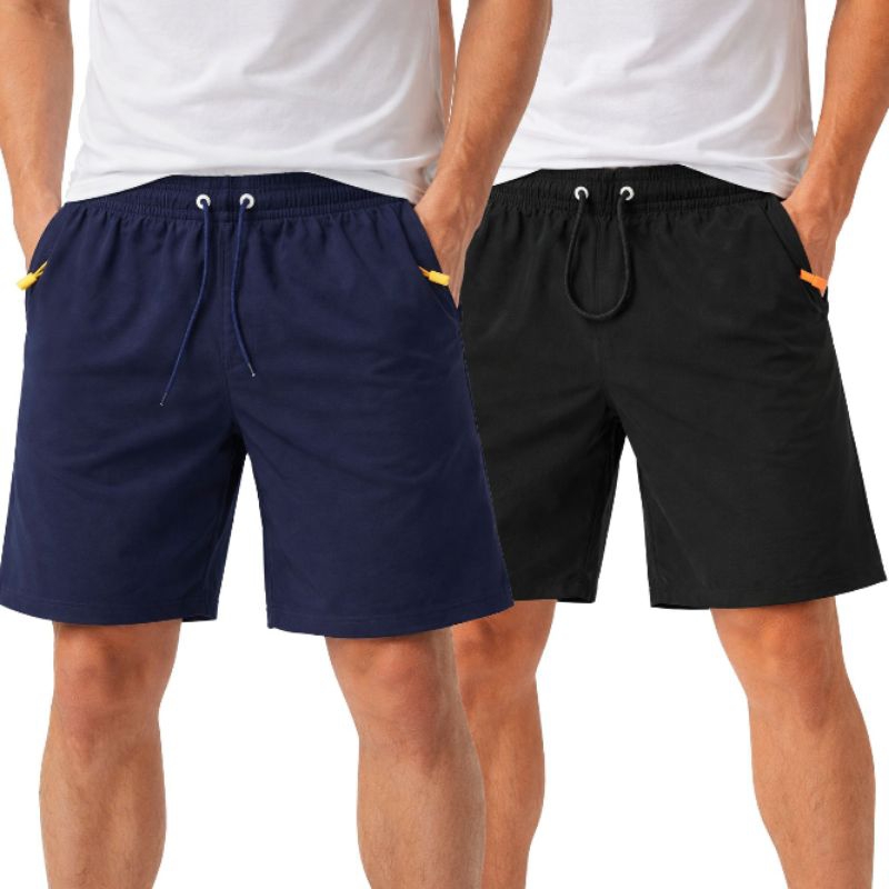 KIT 2 BERMUDAS SHORT TACTEL COM ELASTANO SHORT MASCULINO ACADEMIA TREINO ESPORTE PRAI\ BASICO LISO