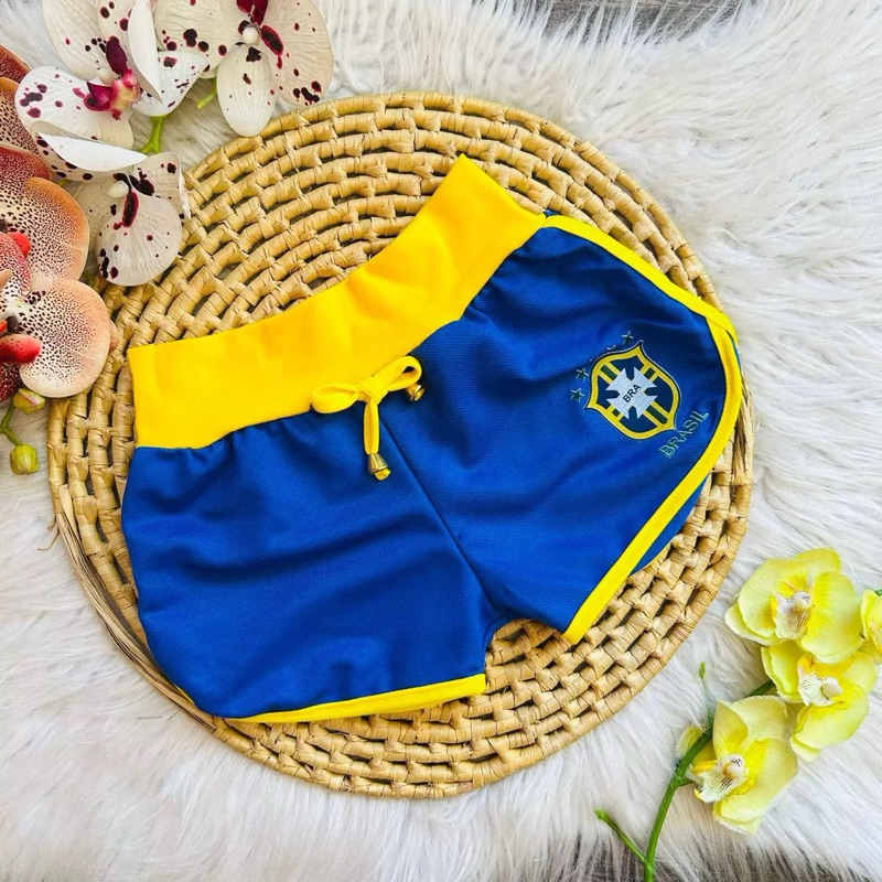 Shorts Brasil Infantil Canelado Menina Feminino