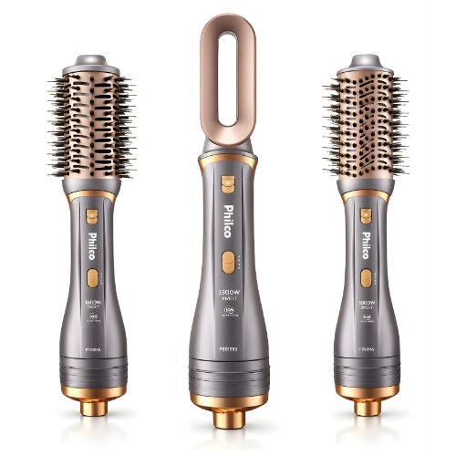Escova Secadora Alisadora Philco 3 Em 1 1300w Original Anti-frizz 230°c Efeito de Salao
