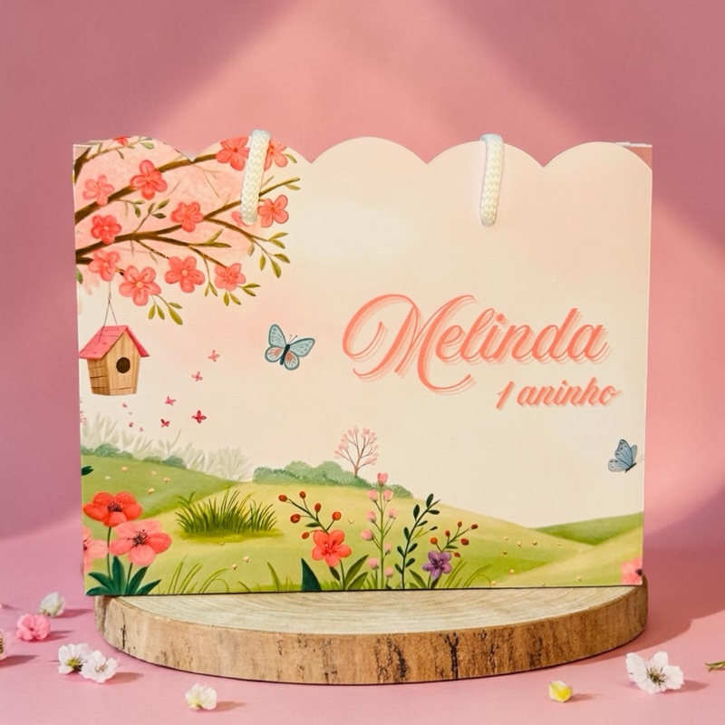 SACOLINHA JARDIM ENCANTADO 💗 Personalizado |  Sacolinha Nuvem | Lembrancinha | Minos | Aniversário Jardim encantado 💗