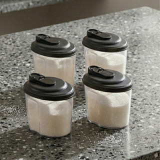 Kit 4 Açucareiro Farinheira 700ml Pote Plástico BPA FREE Tampa Bico Dosador Achocolatado Grãos