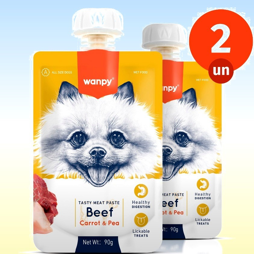 Kit 2 Petisco Truly Wanpy Creamy Sachê para Cães Carne e Cenoura 90 G