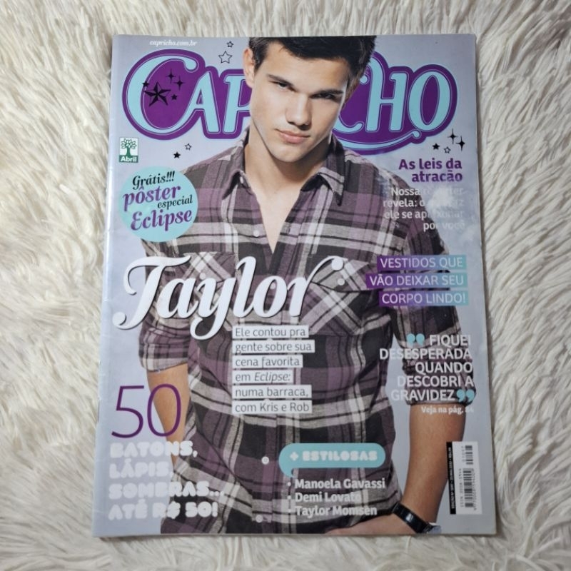 Revista Capricho Taylor Lautner + Especial Eclipse  - saga Crepúsculo, Robert Pattinson, Kristen Stewart, Demi Lovato