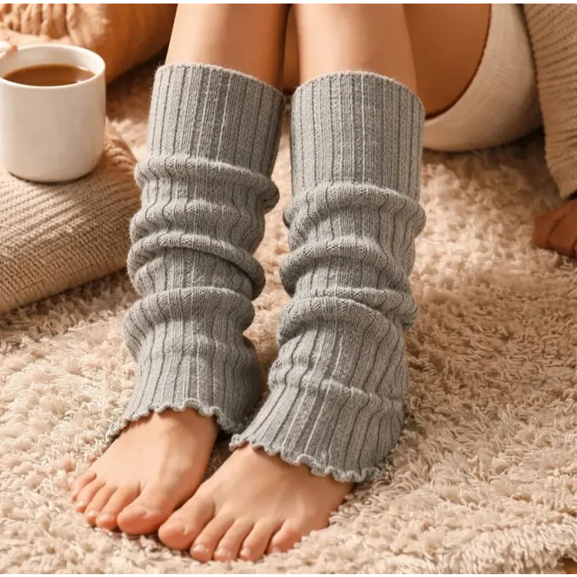 Polaina Meia Cano Alto De Tricô Outono Inverno P/ Ginástica