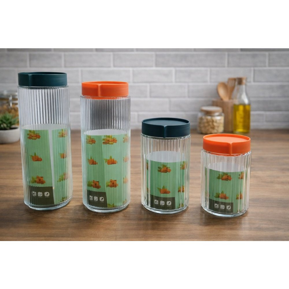 Conjunto 4 Potes Redondo de Vidro com Tampa
