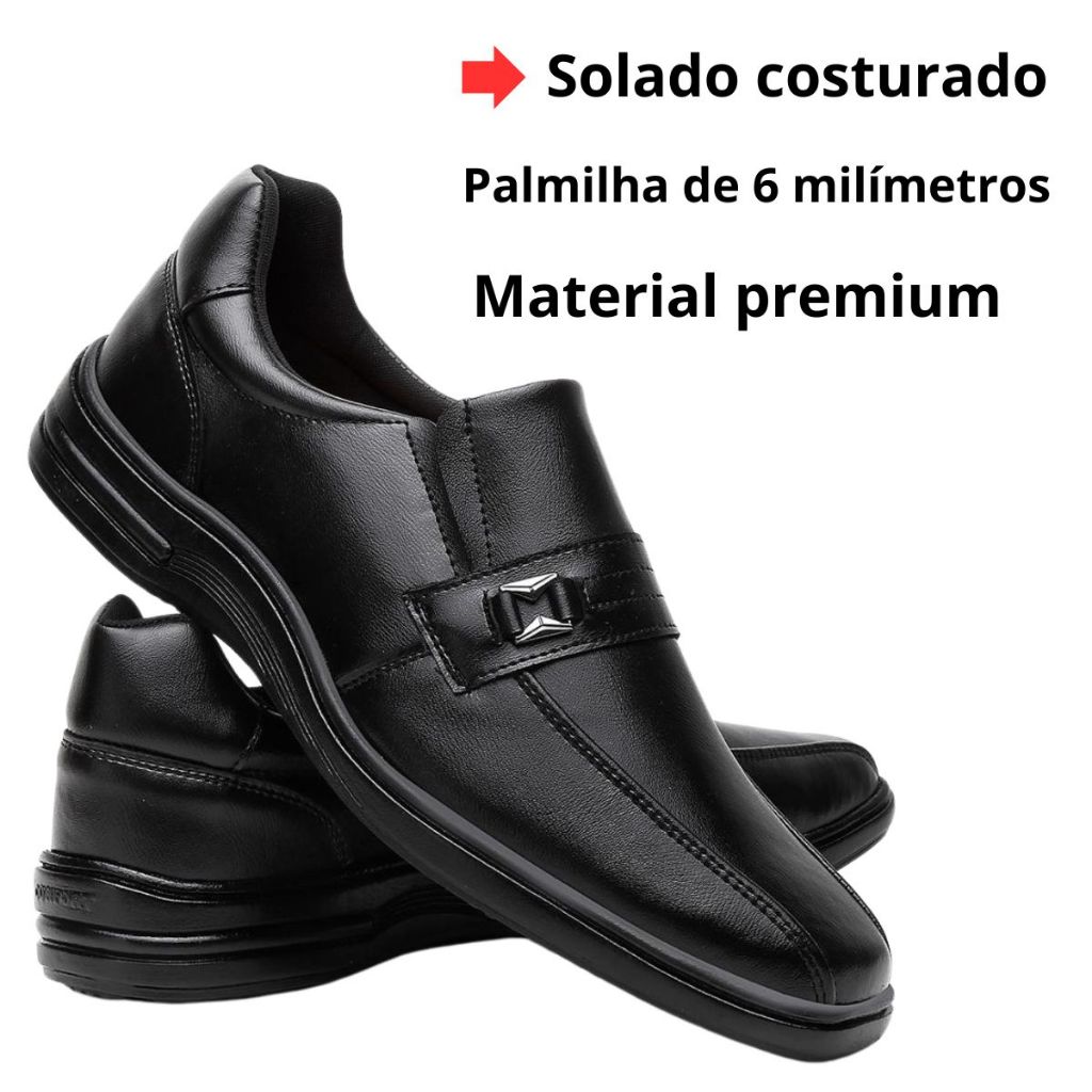 Sapato Ortopédico Social Anatômico Calce Fácil Palmilha Confort  Antiderrapante até tam 46