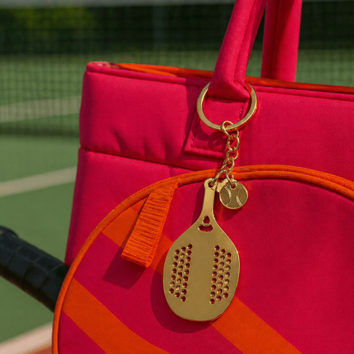 Chaveiro Mini Raquete Beach Tennis Acrílico Raqueteira Pingente Bola Tênis