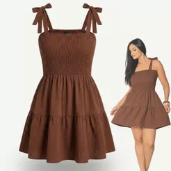 Vestido Curto Lastex Feminino Tecido Duna Verão Alça Amarração
