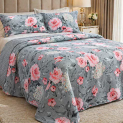 Cobre Leito Solteiro Casal Queen King Dupla Face Matelassê 3 Peças Toque Macio Premium Colcha Cama Box