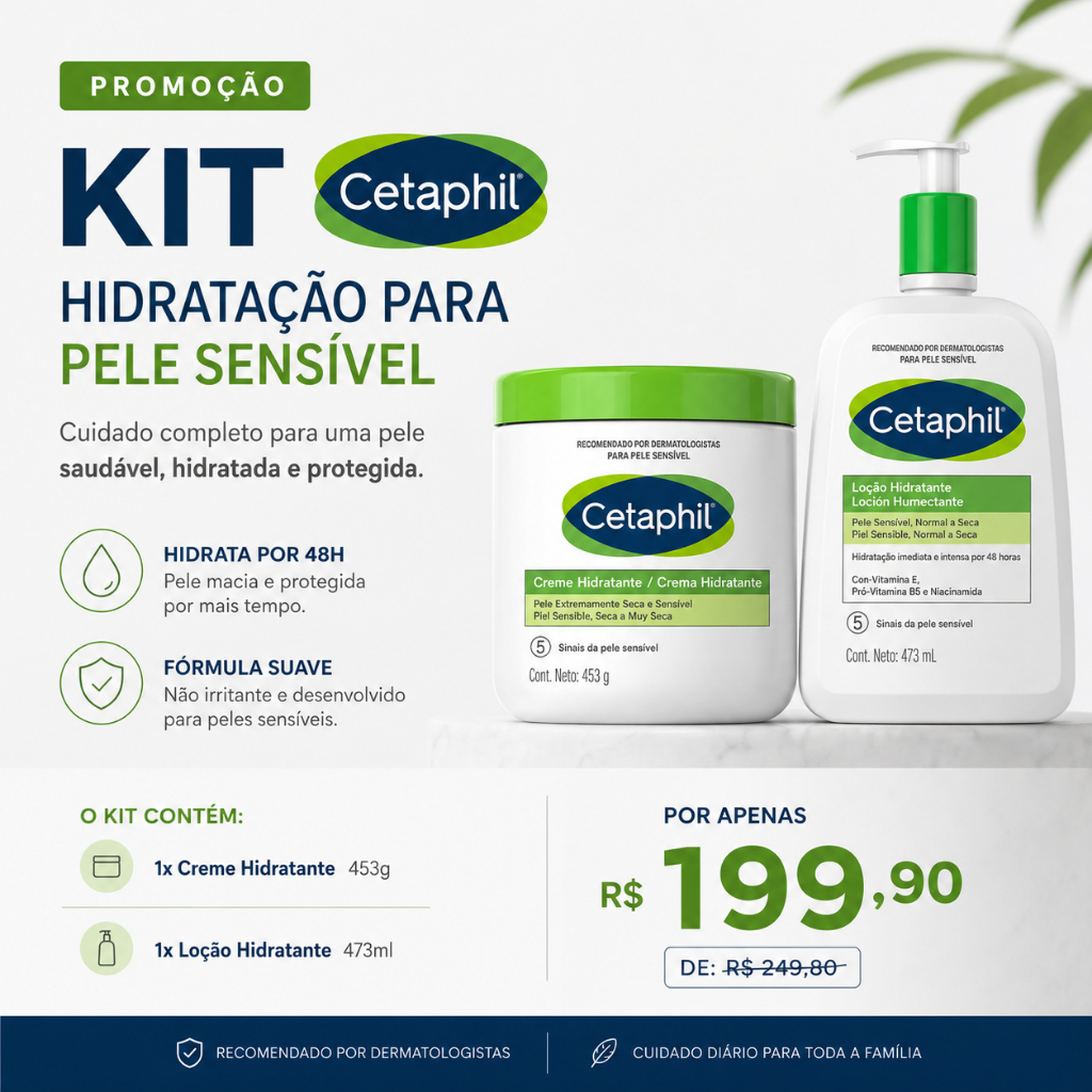Kit hidratante Cetaphil creme + loção