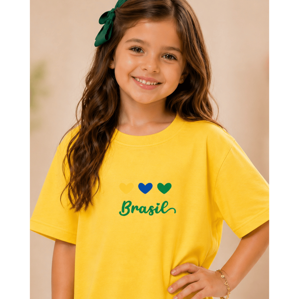 Camiseta do Brasil infantil juvenil feminina,blusa 100%algodão,blusinha criança adolescente modinha