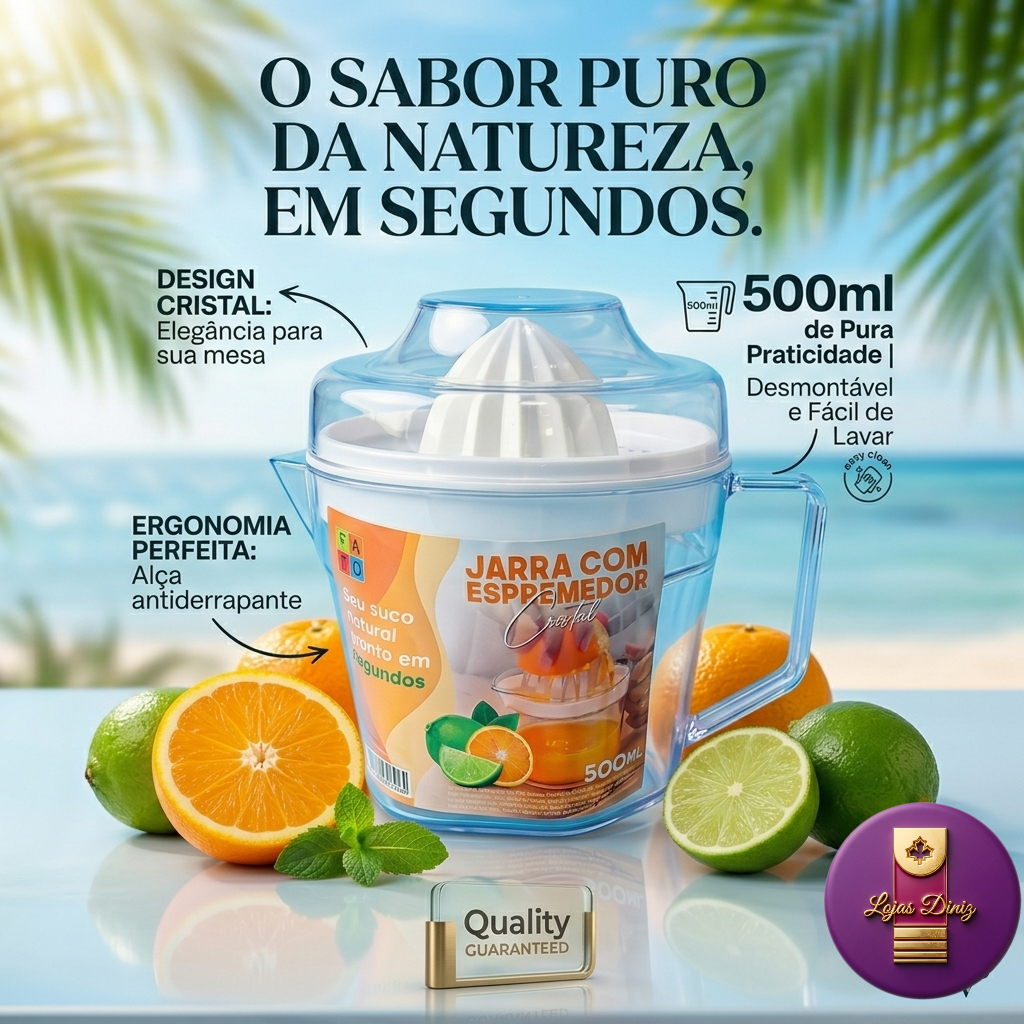 Espremedor Manual de Frutas 500ml Ideal para Laranja e Limão Cristal