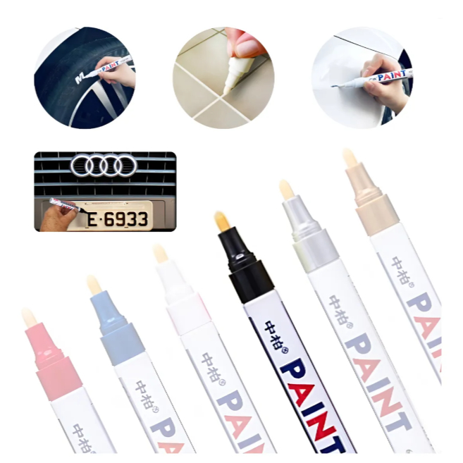 Caneta Paint Original Reparadora Pintura Automotiva Permanente Tira Riscos Carro Moto Retoque de Placa Tênis Pneus