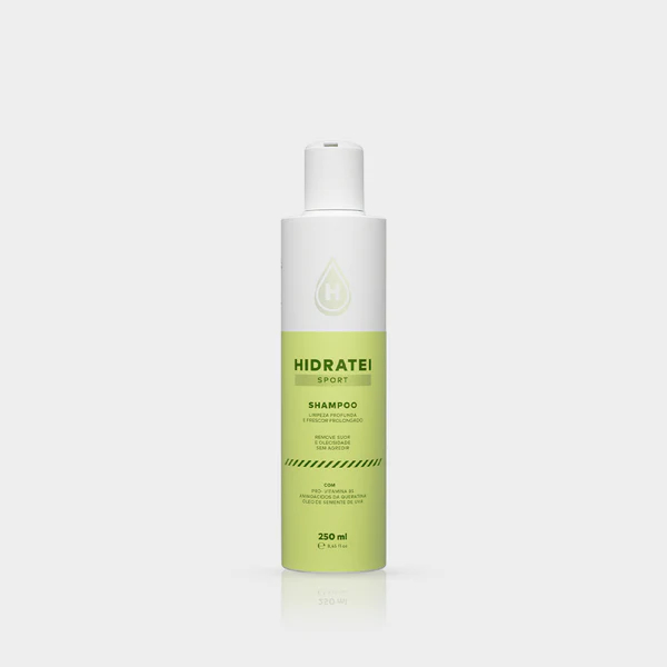 Shampoo Hidratei Sport 250ml para Cabelo Oleoso Pós Treino Remove Suor, Poluição e Oleosidade