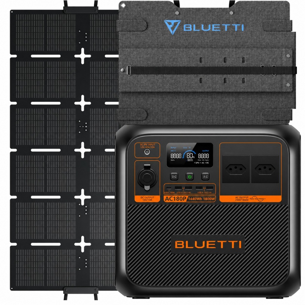 Kit Estação Energia Gerador Bluetti Ac180p 1800w Com Placa Solar 220w Original