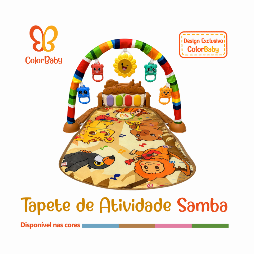 Tapete de Atividades Samba para Bebê | Musical e Piano Interativo, Mobiles e Brinquedos - ColorBaby