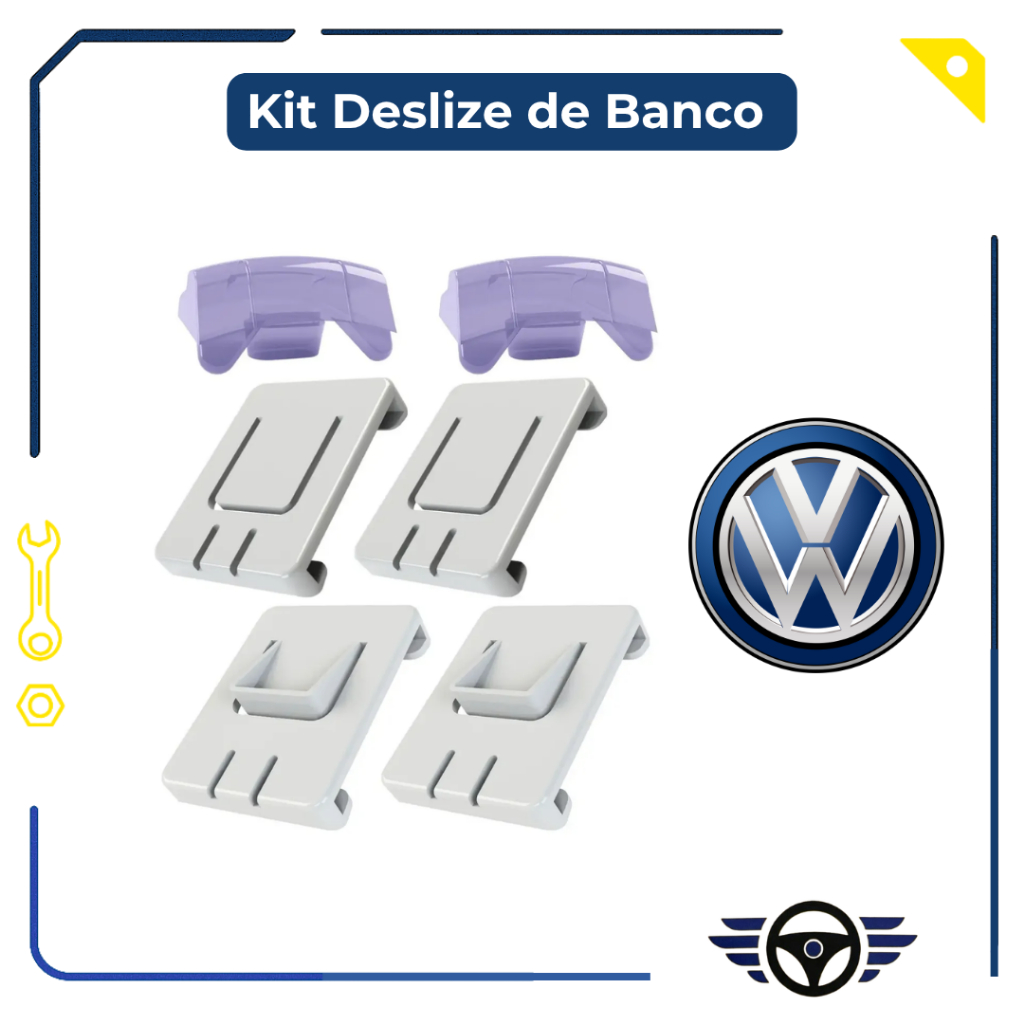 Kit Deslize Banco VW Trilho Banco Automotivo Reparo Ajuste Deslizamento Gol Saveiro Voyage