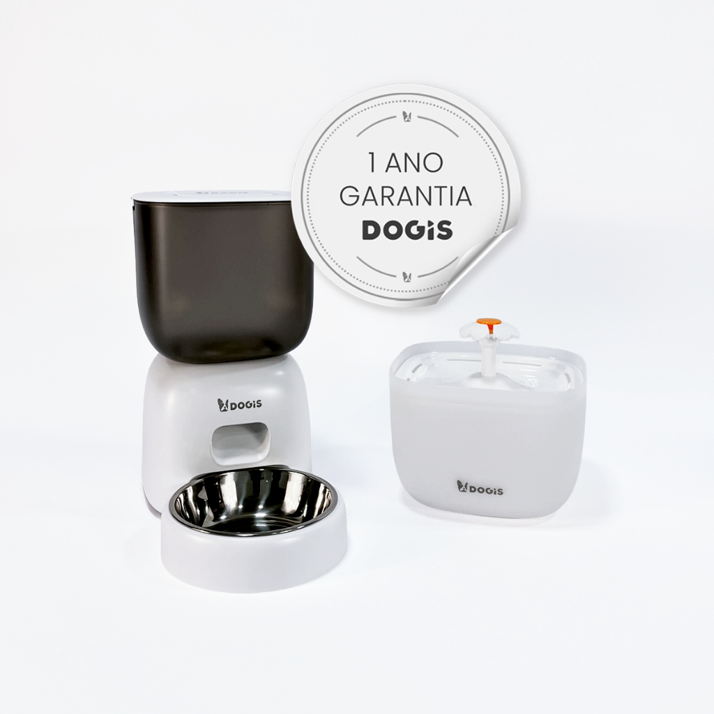 Kit Dogis Feed&Fresh Alimentador Easy Automático e Fonte Clear Water Água Filtrada Ração Programada